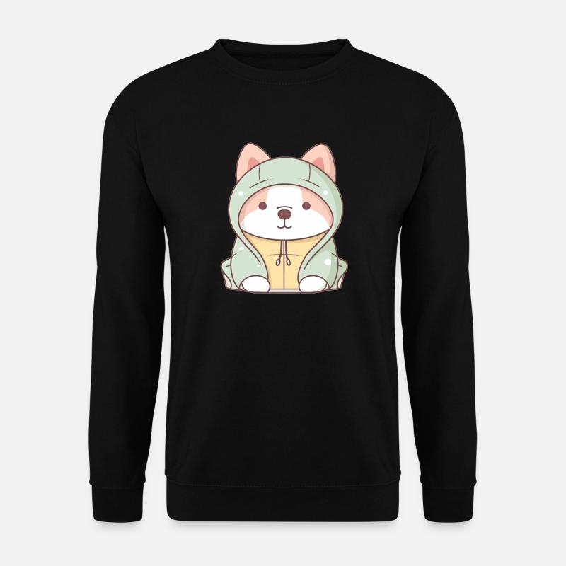 Hund - Kawaii Style - Unisex Pullover - Schwarz