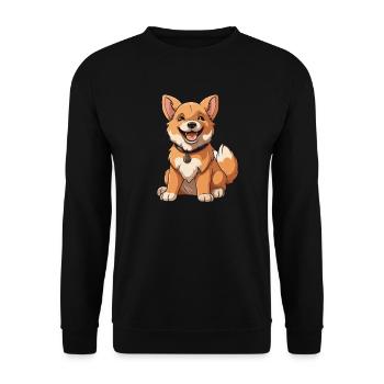 Hund - Kawaii Style - Unisex Pullover - Schwarz - Vorne - Alina (178cm) & Michal (187cm)