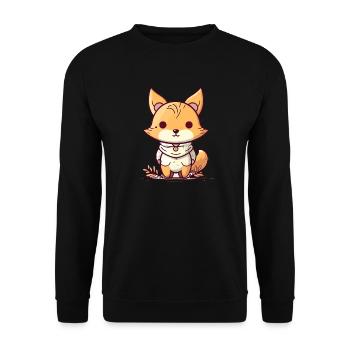 Fuchs - Kawaii Style - Unisex Pullover - Schwarz - Vorne - Alina (178cm) & Michal (187cm)