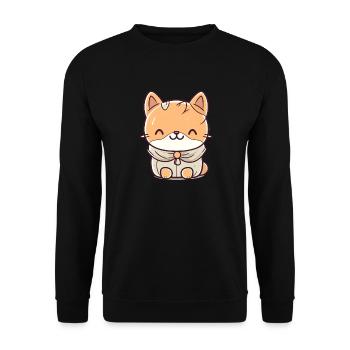 Fuchs - Kawaii Style - Unisex Pullover - Schwarz - Vorne - Alina (178cm) & Michal (187cm)