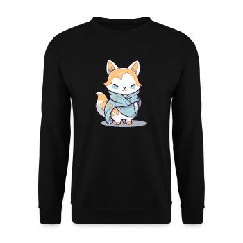 Fuchs - Kawaii Style - Unisex Pullover - Schwarz - Vorne - Alina (178cm) & Michal (187cm)