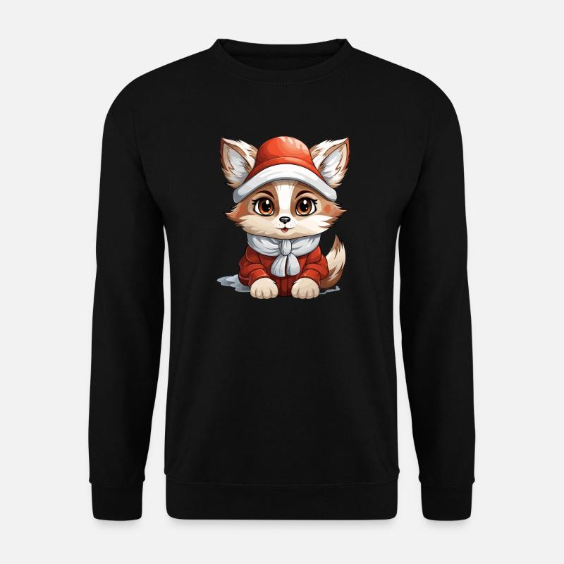 Fox Christmas Design - Kawaii Style - Unisex Sweatshirt - black