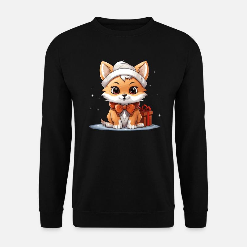 Fox Christmas Design - Kawaii Style - Unisex Sweatshirt - black