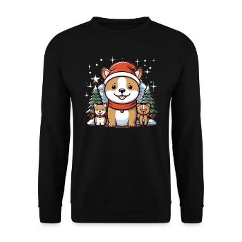 Dog Christmas Design - Kawaii Style - Unisex Sweatshirt - black - Front - Alina (178cm) & Michal (187cm)