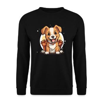 Dog Christmas Design - Kawaii Style - Unisex Sweatshirt - black - Front - Alina (178cm) & Michal (187cm)