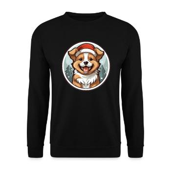 Design de Noël de chien - Style Kawaii - Sweat-shirt Unisexe - noir - Devant - Alina (178cm) & Michal (187cm)