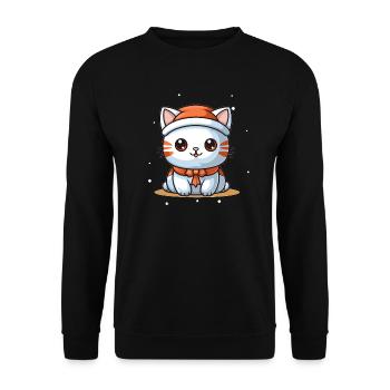 Design de Noël de chat - Style Kawaii - Sweat-shirt Unisexe - noir - Devant - Alina (178cm) & Michal (187cm)
