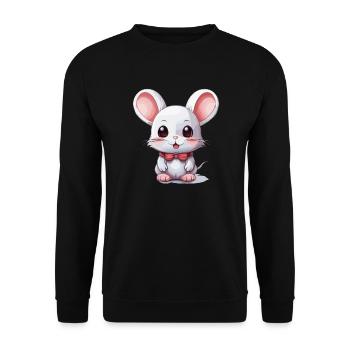 Maus - Kawaii Style - Unisex Pullover - Schwarz - Vorne - Alina (178cm) & Michal (187cm)