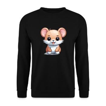 Mouse - Kawaii Style - Unisex Sweatshirt - black - Front - Alina (178cm) & Michal (187cm)