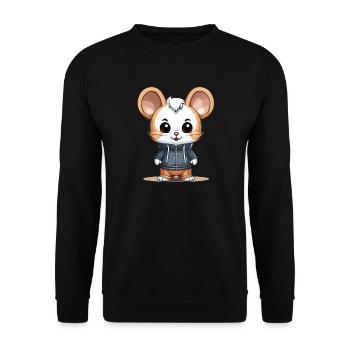 Mouse - Kawaii Style - Unisex Sweatshirt - black - Front - Alina (178cm) & Michal (187cm)