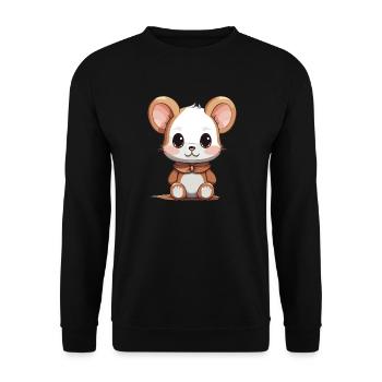 Mouse - Kawaii Style - Unisex Sweatshirt - black - Front - Alina (178cm) & Michal (187cm)