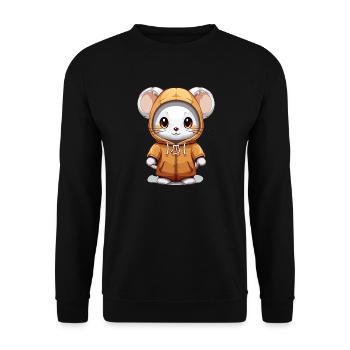 Maus - Kawaii Style - Unisex Pullover - Schwarz - Vorne - Alina (178cm) & Michal (187cm)