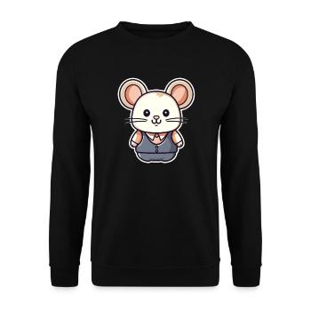 Mouse - Kawaii Style - Unisex Sweatshirt - black - Front - Alina (178cm) & Michal (187cm)