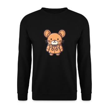 Mouse - Kawaii Style - Unisex Sweatshirt - black - Front - Alina (178cm) & Michal (187cm)