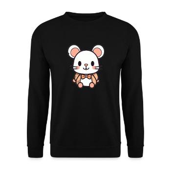Mouse - Kawaii Style - Unisex Sweatshirt - black - Front - Alina (178cm) & Michal (187cm)