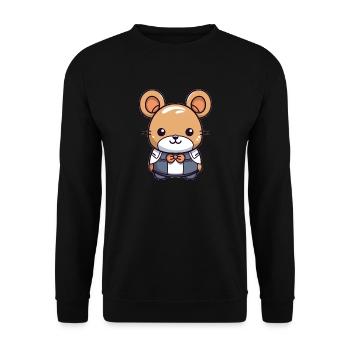 Mouse - Kawaii Style - Unisex Sweatshirt - black - Front - Alina (178cm) & Michal (187cm)