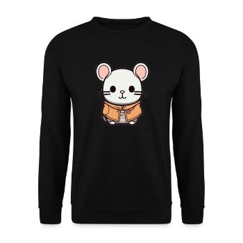 Mouse - Kawaii Style - Unisex Sweatshirt - black - Front - Alina (178cm) & Michal (187cm)