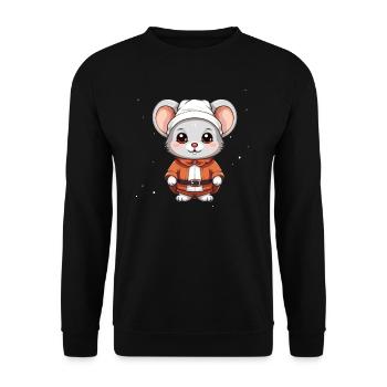 Mouse Christmas Design - Kawaii Style - Unisex Sweatshirt - black - Front - Alina (178cm) & Michal (187cm)