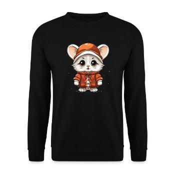 Mouse Christmas Design - Kawaii Style - Unisex Sweatshirt - black - Front - Alina (178cm) & Michal (187cm)