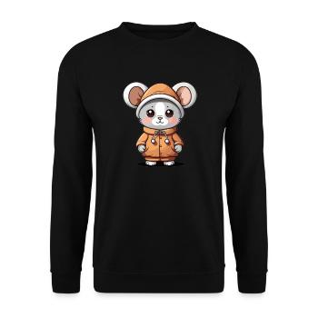 Souris Noël Design - Style Kawaii - Sweat-shirt Unisexe - noir - Devant - Alina (178cm) & Michal (187cm)