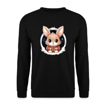 Lapin - Style Kawaii - Sweat-shirt Unisexe - noir - Devant - Alina (178cm) & Michal (187cm)
