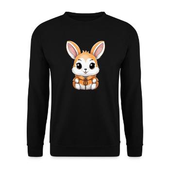 Hase - Kawaii Style - Unisex Pullover - Schwarz - Vorne - Alina (178cm) & Michal (187cm)