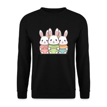 Lapin - Style Kawaii - Sweat-shirt Unisexe - noir - Devant - Alina (178cm) & Michal (187cm)