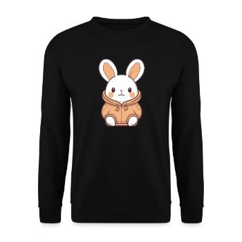 Lapin - Style Kawaii - Sweat-shirt Unisexe - noir - Devant - Alina (178cm) & Michal (187cm)