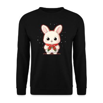 Bunny Christmas Design - Kawaii Style - Unisex Sweatshirt - black - Front - Alina (178cm) & Michal (187cm)