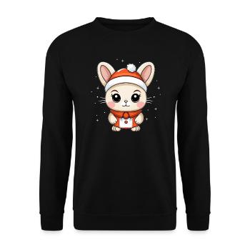 Design de Noël lapin - Style Kawaii - Sweat-shirt Unisexe - noir - Devant - Alina (178cm) & Michal (187cm)
