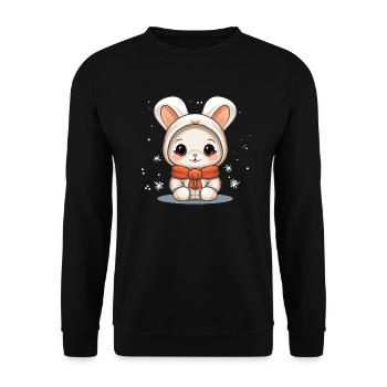 Bunny Christmas Design - Kawaii Style - Unisex Sweatshirt - black - Front - Alina (178cm) & Michal (187cm)