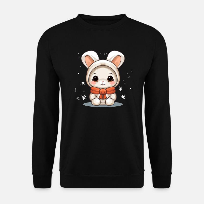 Bunny Christmas Design - Kawaii Style - Unisex Sweatshirt - black