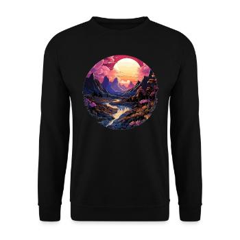 Landscape - Illustration - Unisex Sweatshirt - black - Front - Alina (178cm) & Michal (187cm)