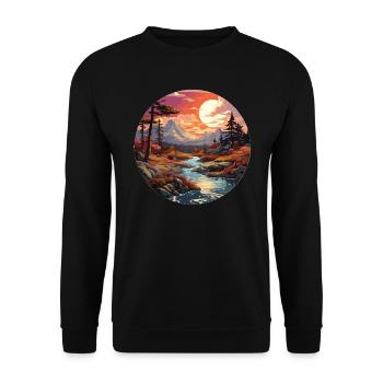 Landscape - Illustration - Unisex Sweatshirt - black - Front - Alina (178cm) & Michal (187cm)