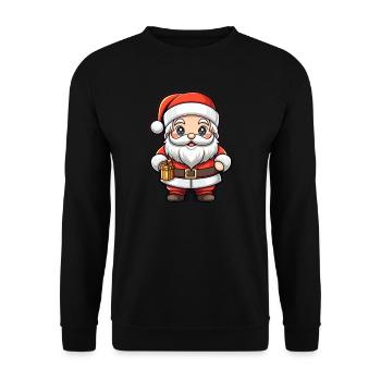 Weihnachtsmann Design - Kawaii Style - Unisex Pullover - Schwarz - Vorne - Alina (178cm) & Michal (187cm)