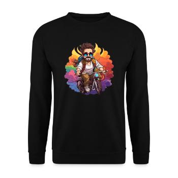 Cyclist Design - Kawaii Style - Unisex Sweatshirt - black - Front - Alina (178cm) & Michal (187cm)