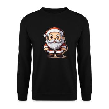 Weihnachtsmann Design - Kawaii Style - Unisex Pullover - Schwarz - Vorne - Alina (178cm) & Michal (187cm)