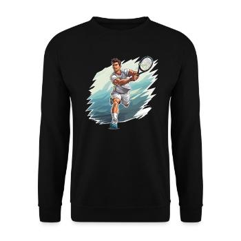 Joueur de tennis - Illustration - Sweat-shirt Unisexe - noir - Devant - Alina (178cm) & Michal (187cm)