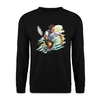 Joueur de tennis - Illustration - Sweat-shirt Unisexe - noir - Devant - Alina (178cm) & Michal (187cm)