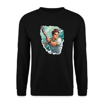 Joueur de tennis - Illustration - Sweat-shirt Unisexe - noir - Devant - Alina (178cm) & Michal (187cm)