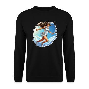 Joueur de tennis - illustration - Sweat-shirt Unisexe - noir - Devant - Alina (178cm) & Michal (187cm)