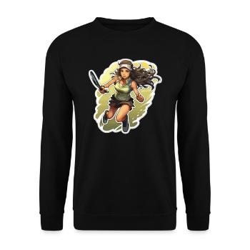 Joueur de tennis - illustration - Sweat-shirt Unisexe - noir - Devant - Alina (178cm) & Michal (187cm)