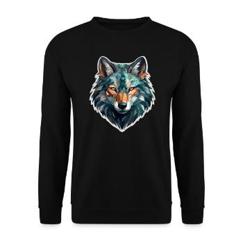 Wolf - Illustration - Unisex Pullover - Schwarz - Vorne - Alina (178cm) & Michal (187cm)