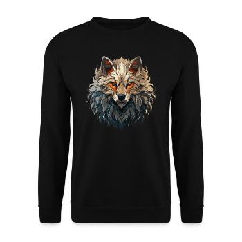 Wolf - Illustration - Unisex Sweatshirt - black - Front - Alina (178cm) & Michal (187cm)