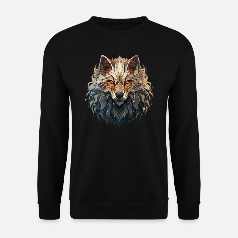 Wolf - Illustration - Unisex Pullover - Schwarz