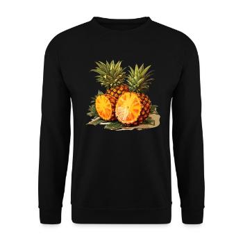 Ananas - Illustration - Unisex Pullover - Schwarz - Vorne - Alina (178cm) & Michal (187cm)