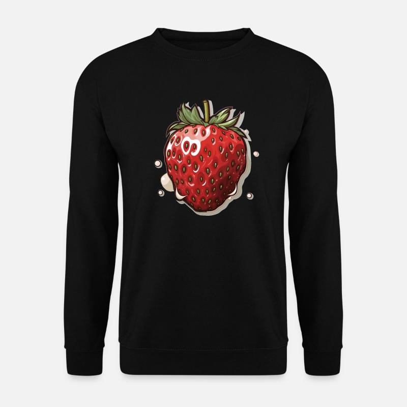 Erdbeere - Illustration - Unisex Pullover - Schwarz