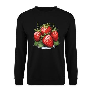 Strawberry - illustration - Unisex Sweatshirt - black - Front - Alina (178cm) & Michal (187cm)