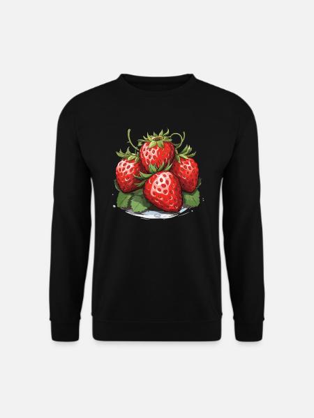 Strawberry - illustration - Unisex Sweatshirt - black