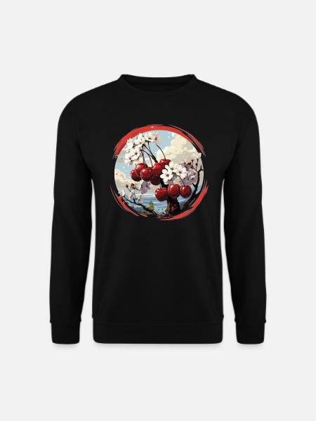Kirsche - Illustration - Unisex Pullover - Schwarz